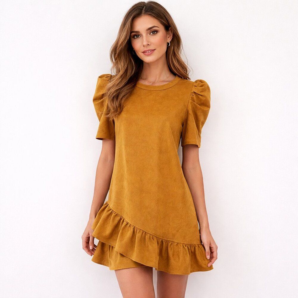 VOY Mini Dress Size Medium Shimmer Sparkle Faux Suede LIKE NEW
